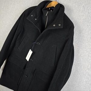 Cole Haan Signature Wool Blend Plush Car Coat Black Mens Sz M